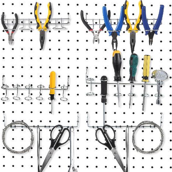 6 Pcs Pegboard Screwdriver Holders Organizer Pegboard Plier Holders Stainless Steel Peg Board Tool Utility Hooks Accessories Shelving Display