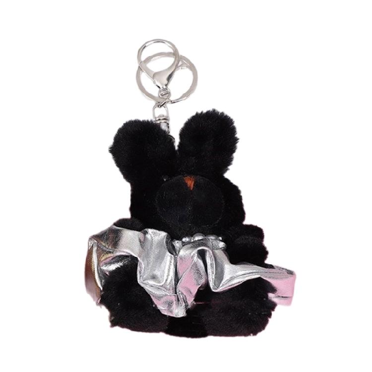 

Plush Stuffed Animal Skirt Black Rabbit Toy Pendant Keychain for Valentines Day 1 серебряный