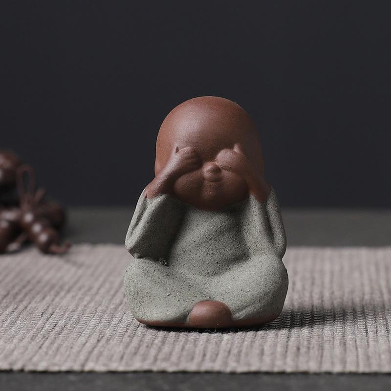 Y Ceramic Mini Monk Figurines  Bonsai Fairy Garden Ornament Landscape Decoration Buddha Statue Home Decor Zen Meaning Tea Pet