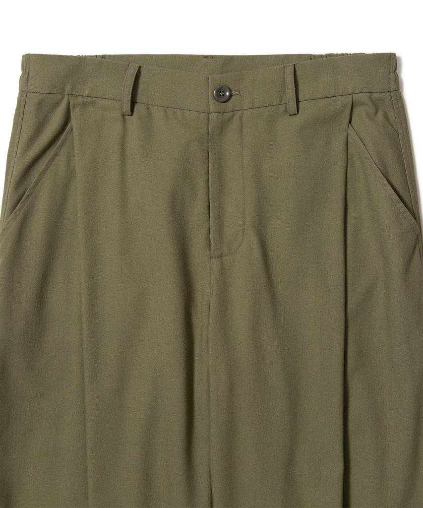 AOTT Cool Summer Linen Single-Pleat Wide Pants Khaki