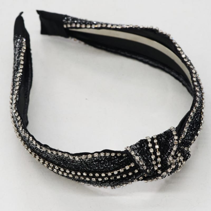 SORRY TOO MUCH LOVE Ribbon Bandana Gem Hairband_Silver