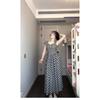 Retro Contrasting Color Plaid Short-sleeved Dress Women's Clothing Summer Casual Quality Waist and Thin Long Skirt