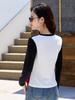 Women's Slim Fit Color Block Long-Sleeve Top with Half-Open Collar for Spring & Autumn 2025