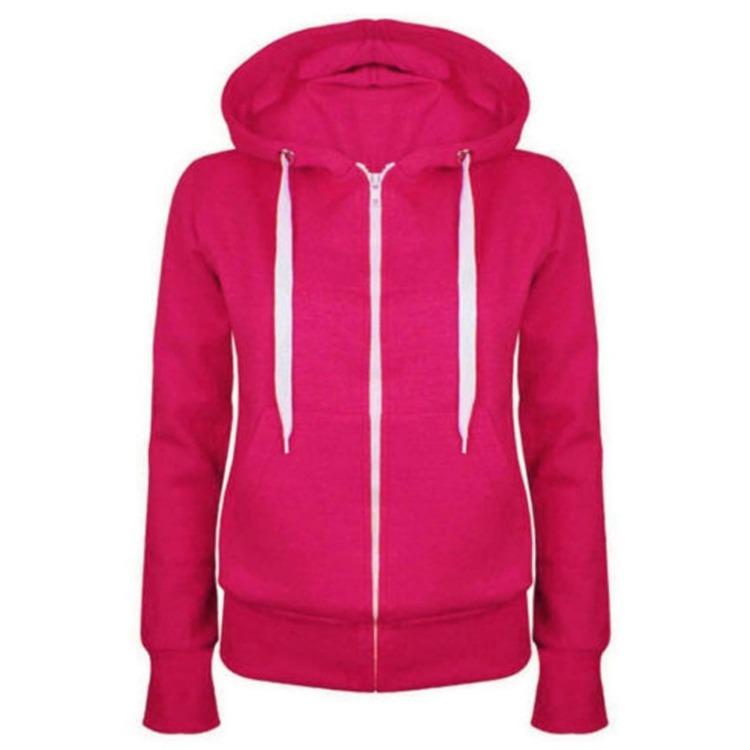 Women Casual Long Sleeve Hooded Zipper Sweatshirt Jacket With Pocket