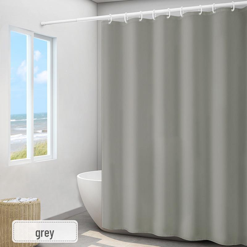 Thickened Waterproof Polyester Shower Curtain - Mildew-Proof Solid Color for Bathrooms and Hotels