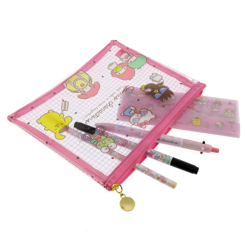 Sunstar Stationery Sanrio Flat Sanrio S2284790 Pouch, Mesh, Travel, Pink,