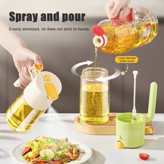 Olive Oil Mist Sprayer 460ml Oil Control Spray Bottle with High-Pressure Nozzle Dual-purpose Kitchen Gadget for Air Fryer Salad Cooking