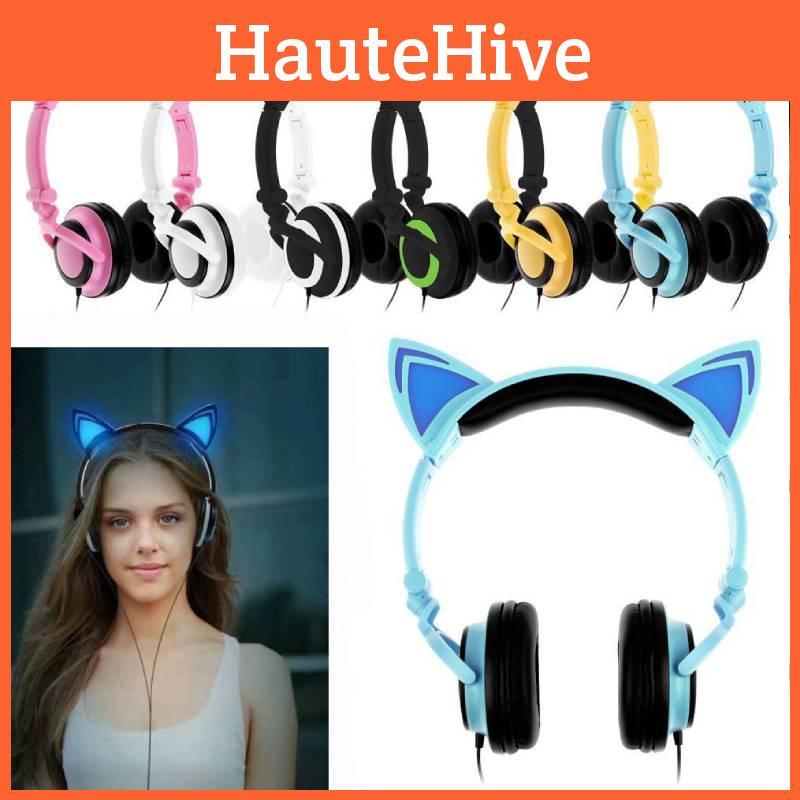 Lade-LED-Gaming-Kopfhörer mit Mikrofon, Katzenohren-Serie, für Teenager und E-Sport-Enthusiasten