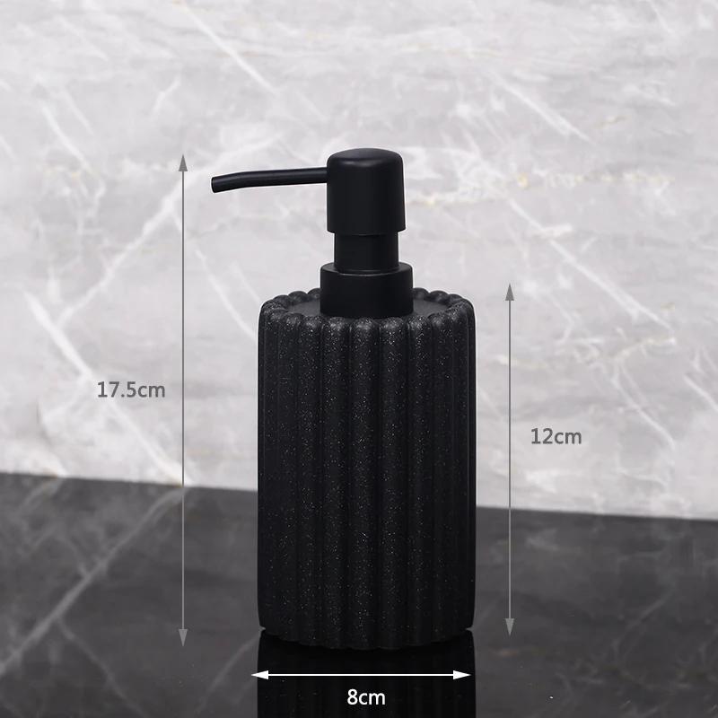 Japanese Striped Portable Lotion Bottle Bathroom Shampoo Dispensing Bottle Natural Sand Stone Soap Dispenser Bathroom Accessory