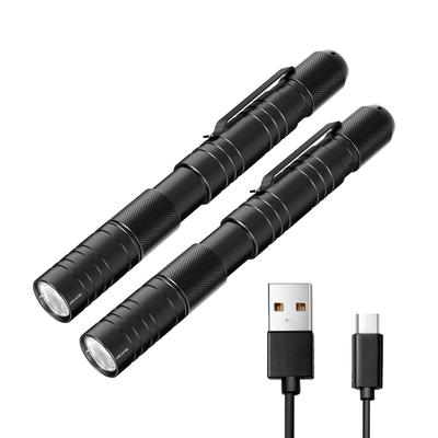 AUCLAYTEC Uppladdningsbar LED Mini 360 Ficklampa, 3 Ljusstyrkor, IPX5, Aluminiumlegering, Zoom för Bil, Katastrof, Utomhus, Camping (Set 2) Ficklampa, Handhållen,