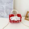 Red Cute Delightful Bowknot Childrens Handbag With Trendy Chain And Handle Pearl
