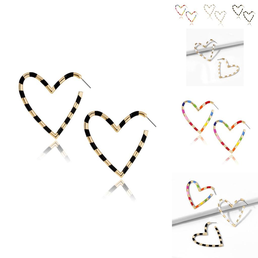 Modern Heart Earrings For Women Colorful Alloy Drop Earrings Fashion Trend
