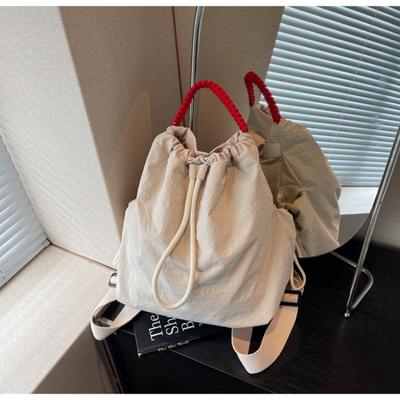 Canvas Rucksack Damen Großes Fassungsvermögen Lässig Kordelzug Studentenklasse Schultasche Bergsteigerrucksack Leichtgewichtiger Reiserucksack