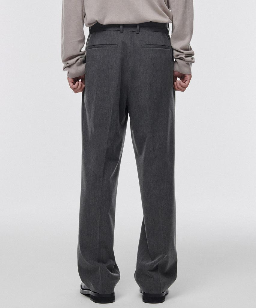 Musinsa Standard Narrow Belt One-Pleat Wide Slacks [Medium Gray]