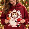 Cozy Fleece Pet Pocket Unisex Pouch Christmas Hoodie, Cute Dog Cat Carrier Hooded Sweatshirt with Small Holder Top Graphic, Lined Animal Pullover