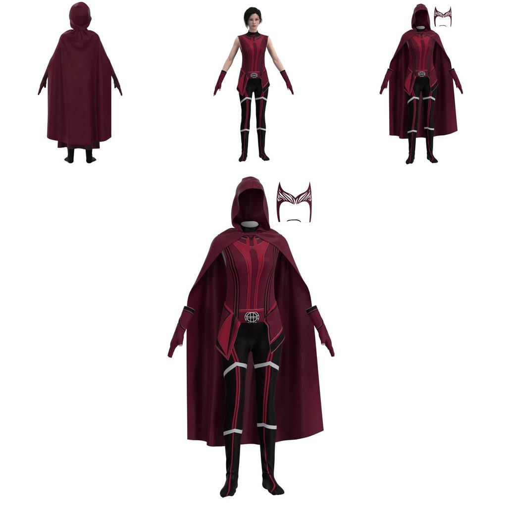 Marvelous Scarlett Witch Role Play Costume For Adult Children Jumpsuit Headdress And Cloak Included