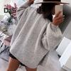 Women Cardigan Sweater Lantern Long Sleeve Solid Color Oversized Knitted Cardigan Open Front Lightweight Sweater Outwear