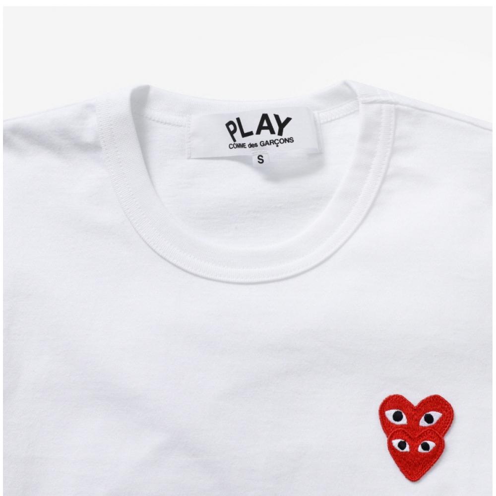 Comme Des Gar Ons Play Red Double HearT T shirT Ax T288 051