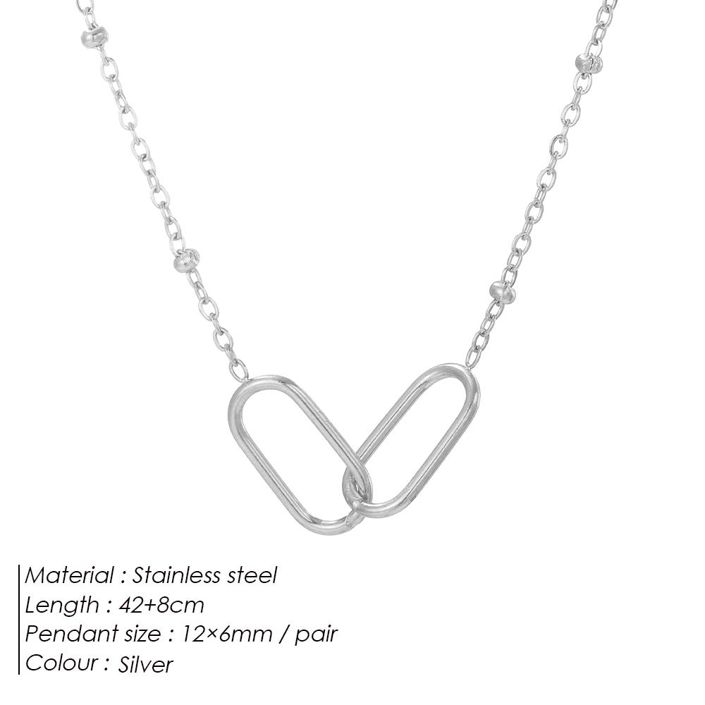 eManco Hot Fashion Stainless Steel Link Infinity Necklace Geometric Double Paperclip Pendant Women s Simple Jewelry Wholesale