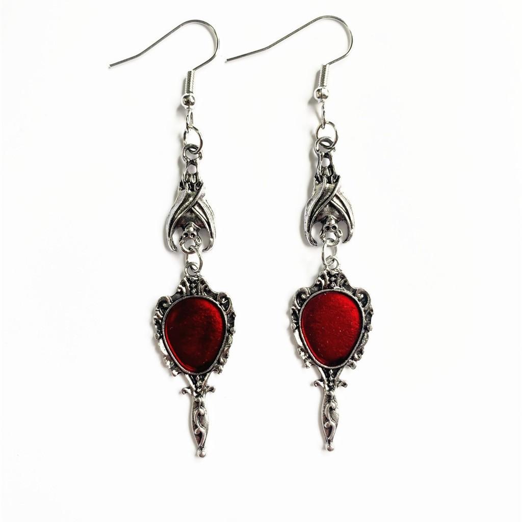 Gothic Flower Alloy Earrings For Women Halloween Costume Jewelry Handmade Accessory