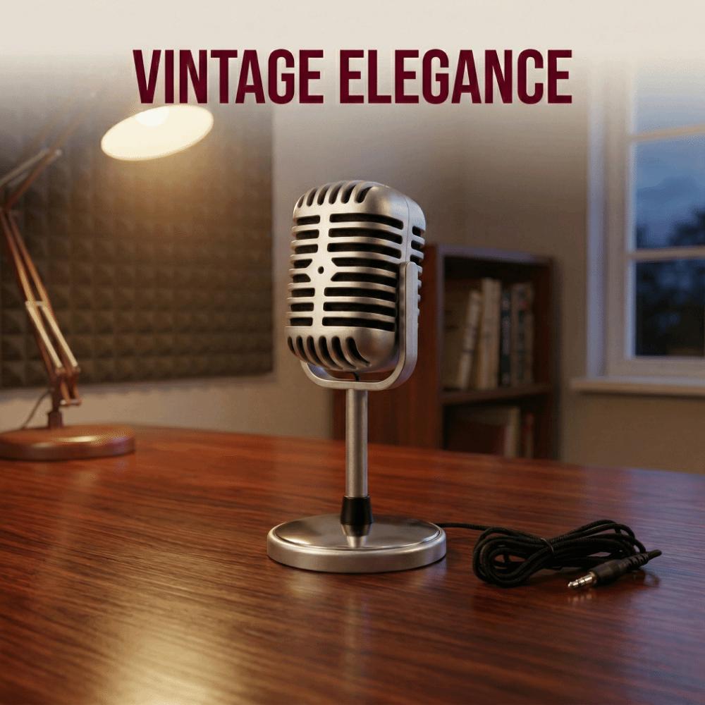 Clear Sound Retro Condenser Mic Adjustable Angle Wired Microphone Vintage Microphone Karaoke