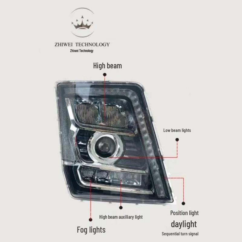 Shaanxi Delong X5000 All-LED Headlight Assembly with Sequential Turn Signal Driver s Side Left Headlight