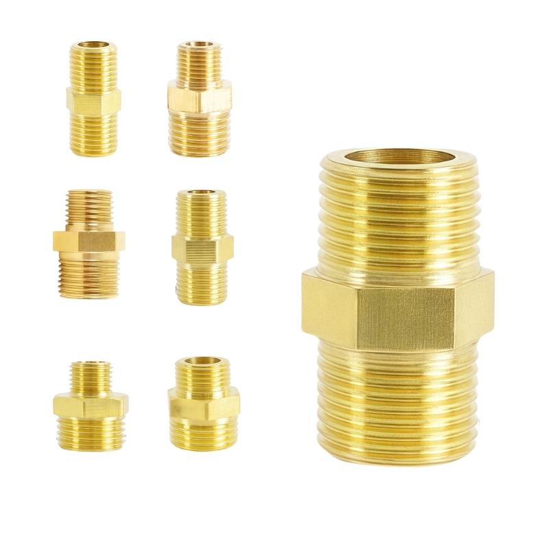 Strong Double Male Threaded Brass Fitting Universal Pipe Connector Univsersal Pipe Adapter for Home & Industrial Use