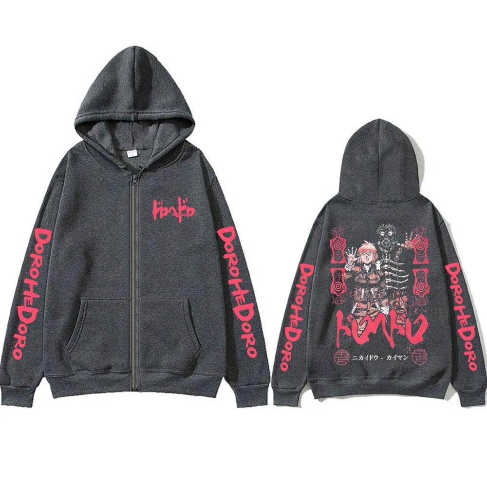 Anime Dorohedoro Kaiman Graphic Zipper Hoodie Men Women Gothic Manga Rock Zip Up Jacket Male Hip Hop Oversized Zip Up Sweatshirt