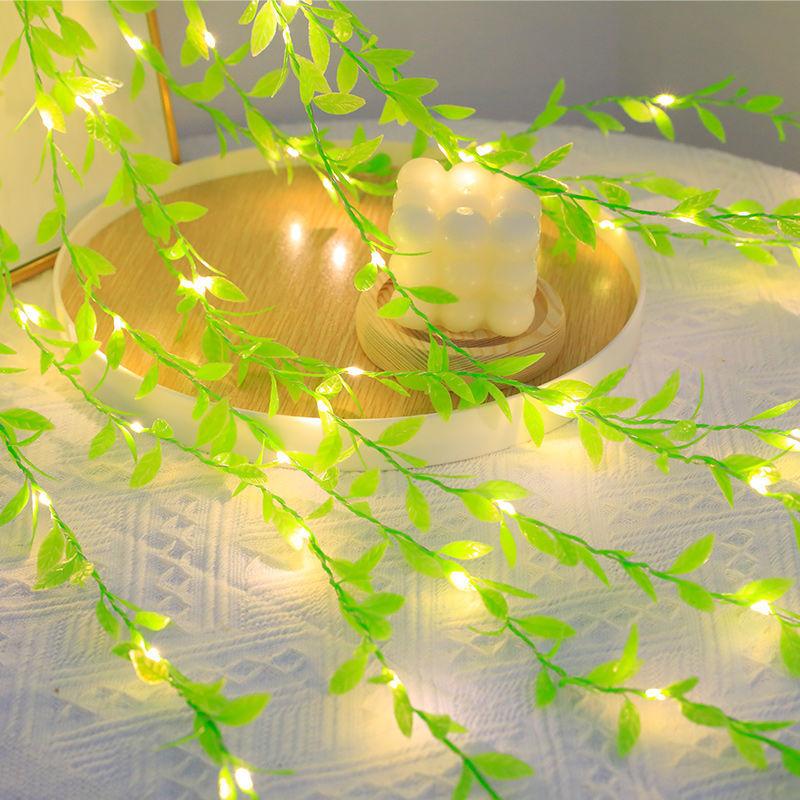 LED Green Leaf Rattan Copper Wire Lamp Maiden Heart Outdoor Courtyard Decorative Lamp Solar Branch Lamp Room Decoration Lamp