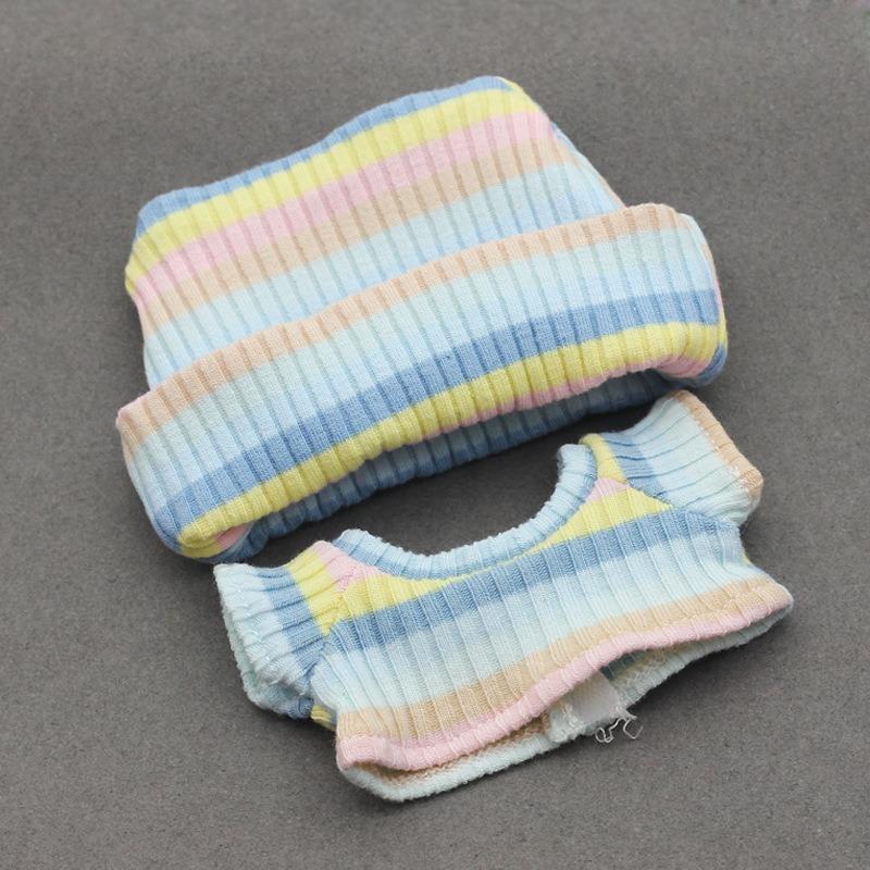 

17см Кукла Лабубу Вязаная шапка с отворотом и футболка-пуловер - Уютный стильный наряд для виниловых кукол с теплым вязаным дизайном