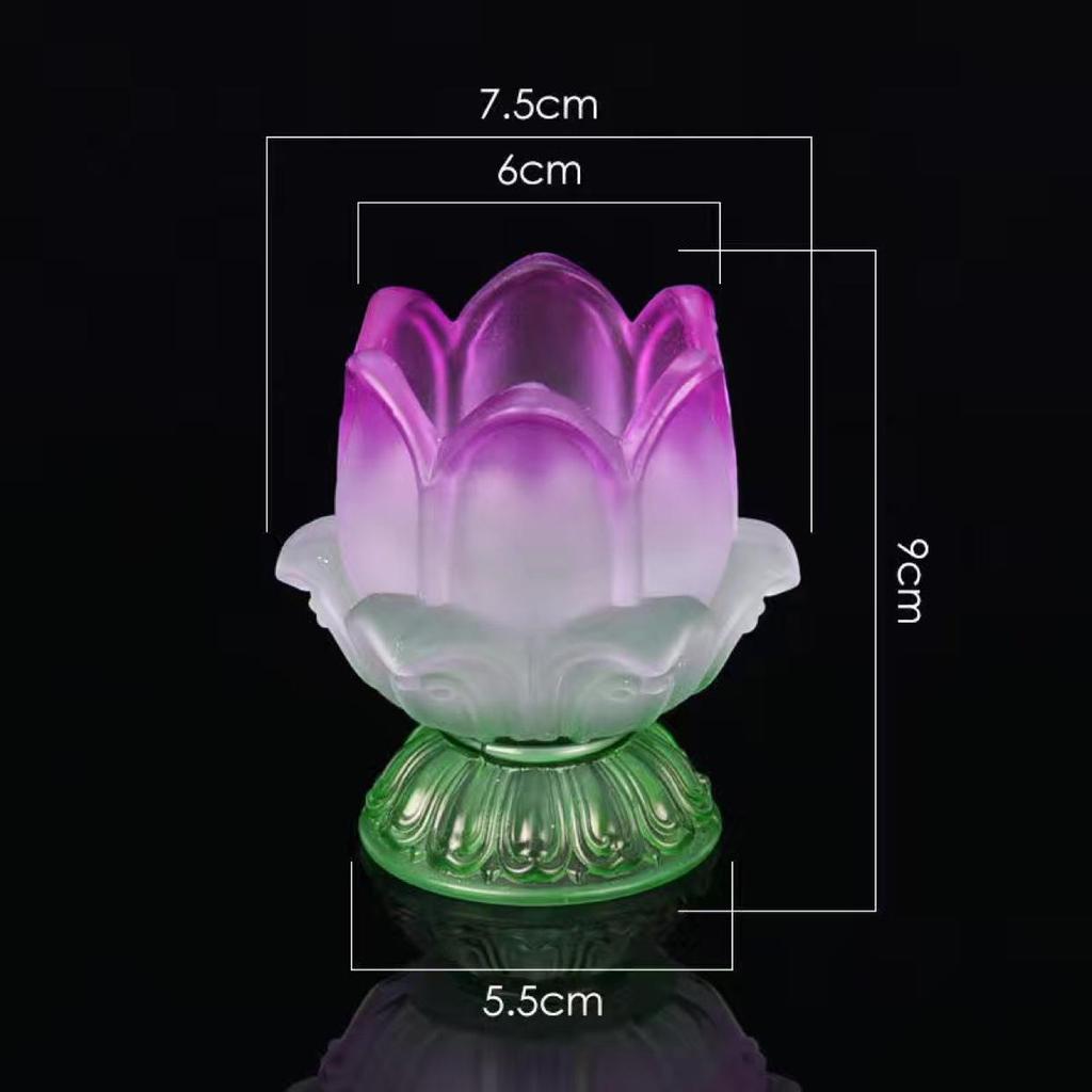 Lotus Glas Ghee Lamp Houder: Hittebestendige Kaars/Olie Lamp voor 24-Uurs Gebruik