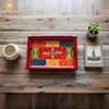 Wooden Tray for Serving- Handcrafted & Hand-Painted for Kitchen/Table & Home Decor/Dinning/Gifts/Restaurants/Living Room/Coffee Table 30Cm