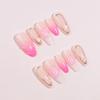 24Pcs False Almond Short False Nail Full Cover Stick on Nail French Tips Design Glossy Press On Nail for Women Girls