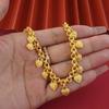 Elegant Heart Charm Hand Chain Heart-shaped Bell Jewelry Gold Pendant Bracelets 4mm Width Gifts Multi Bead Cuban Chain Women