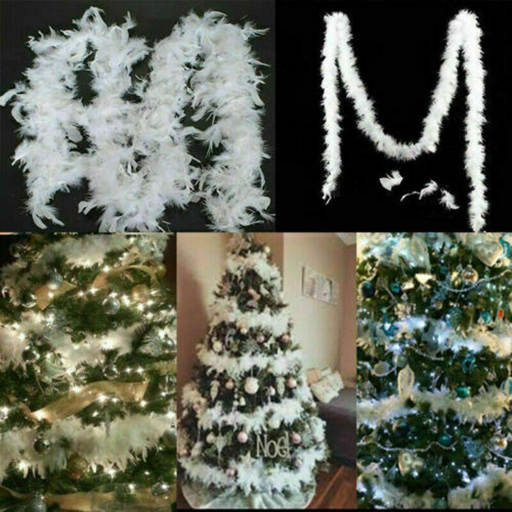 2M DIY Craft Cosplay Fluffy Grament Accessaries Party Garland Xmas Ribbon Feather Boa Strip Feathers Christmas Tree Decor