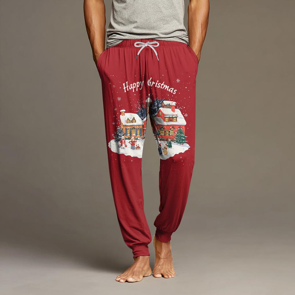 Herre Snøring Lomme Mansjett Fritidsbukser Hjem Sovebukser