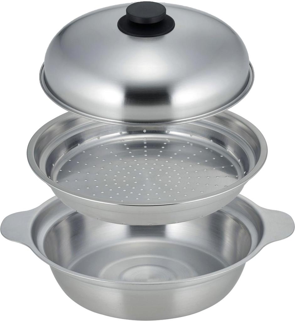 Shimomura Planning 24cm Tischtopf mit Dämpfeinsatz Kompatibel mit Induktions- und Gasherden Nahtlos und leicht zu reinigen Unzerbrechlich Kann auch verwendet werden
