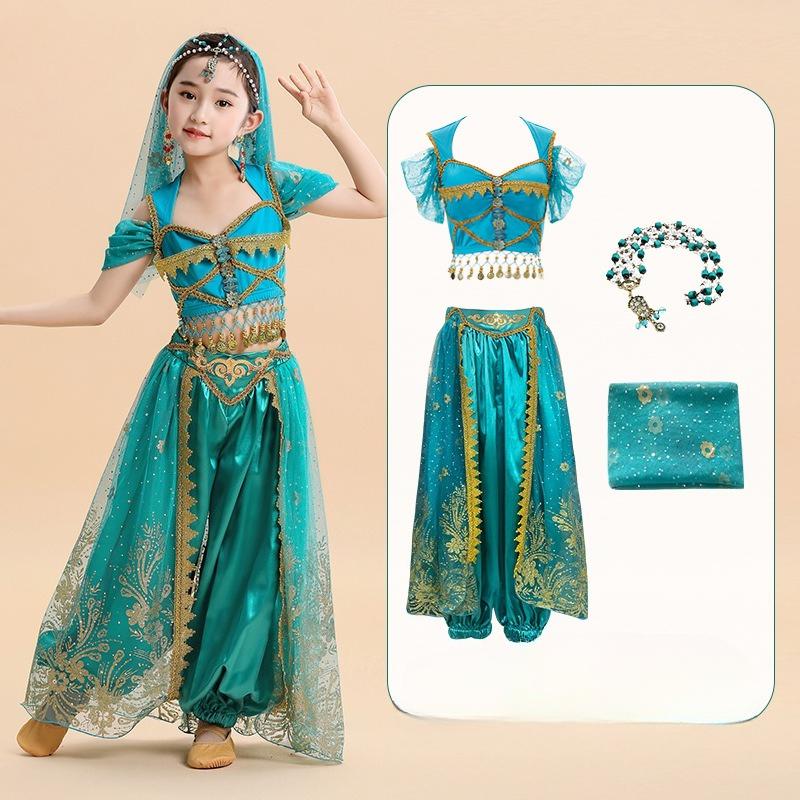 Halloween Girls Dancing Dress Palace Princess Aladdin Lamp Kids Costume Set Princess Gowns Performance Clothes