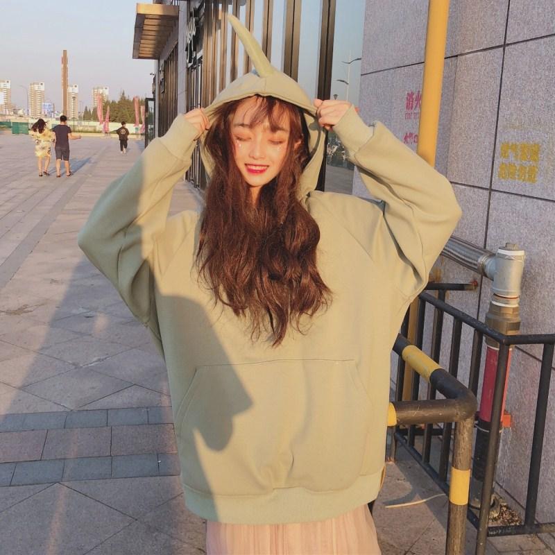 Women Warm Soft Hoodies Padded Hooded Sweater Women's Fall and Winter Retro Simple Literary Student Tops