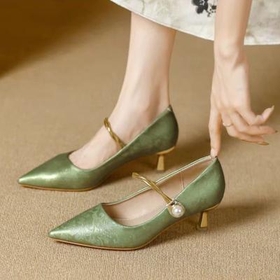Mode Damen Schuhe Mode Eleganter Stil High Heels Trendige Vielseitige Weichsohlige Lederschuhe Designer Mary Jane Pumps Tacones De Mujer