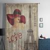 Vintage Poster Paris Torn Newspaper Sheer Curtains for Living Room Transparent Tulle Window Curtain Bedroom Kitchen Veil Drapes