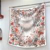 90Cm  Square Scarf Women Fashion Floral Twill Silk Scarf Shawl Hijab Luxury Bandana Foulard Neckerchief Head Scarf For Lady
