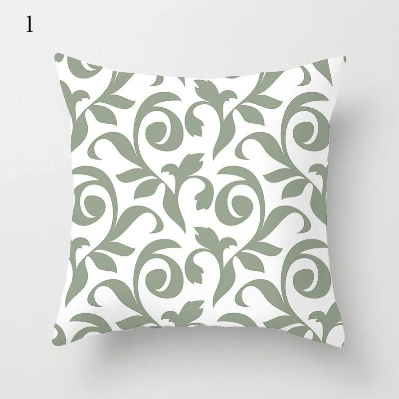 Exquisite Fresh Green Printing Pattern Cushion Cover for Home Living Room Sofa Decoration Pillow