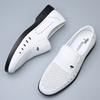 White leather shoes men's hole-hole hollowed-out breathable sandals wear-resistant mesh Korean version handmade men's leather sandals white leather
