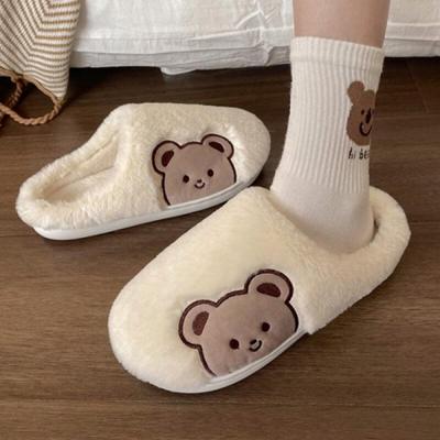 Lange Plüsch-Teddybär-Mikrofaser-Hausschuhe, Fell-Hausschuhe, Winterschuhe