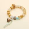 Natural White & Creamy Yellow Jade Bodhi Root Double-Strand Bracelet - New Chinese Design for Women