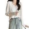 Women's Casual Slim Long-Sleeve T-Shirt – Versatile Solid Color for Early Autumn