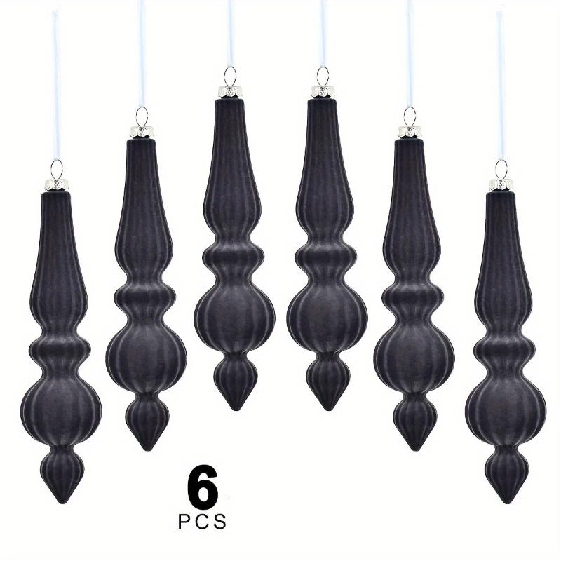 

6 шт. Оксамитові підвіски у формі різдвяного гарбуза, пластиковий небиткий набір різдвяних конусів та куль, багаторазові ялинкові прикраси