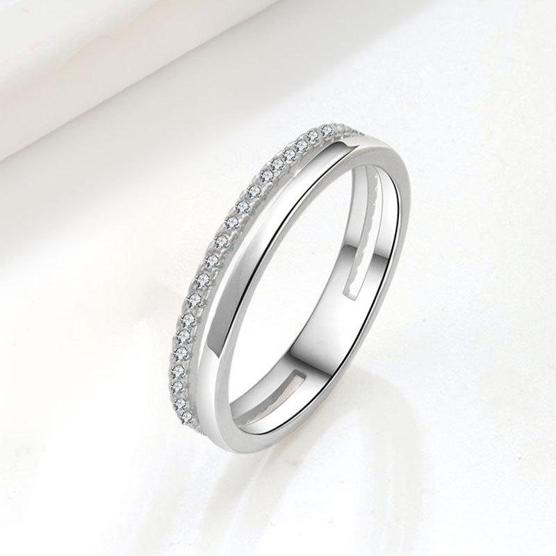 925 Sterling Silver GeometrIc 2 Circle Full Zircon Finger Rings for Women Wedding Engagement Party Jewelry Elegant Prom Gift