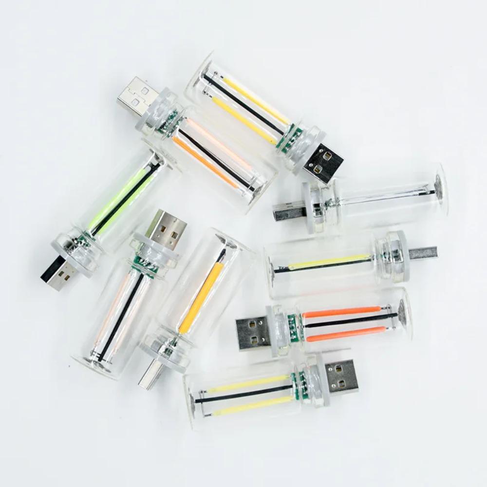 Car USB Night Light Touch Dimmable LED Filament Lamp Portable Lighting Plug and Play Decorative Atmosphere Light for Car Bedroom